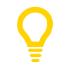 Light Bulb Icon outline in yellow and isolated on a white background.