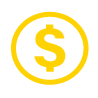 Circle with Dollar Sign in yellow isolated on a white background.